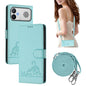 Cat Rat Embossed Pattern RFID Leather Phone Case with Lanyard, For Redmi K90 Max 5G, For Redmi A7 Pro 171mm / Poco C85x 5G, For Redmi 15a 5G Global, For Redmi A5 4G 171.7mm / Poco C71 4G