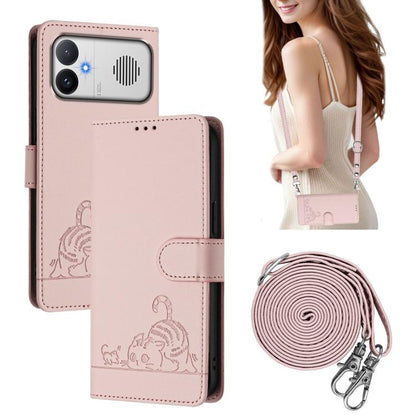 Cat Rat Embossed Pattern RFID Leather Phone Case with Lanyard, For Redmi K90 Max 5G, For Redmi A7 Pro 171mm / Poco C85x 5G, For Redmi 15a 5G Global, For Redmi A5 4G 171.7mm / Poco C71 4G