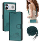 Cat Rat Embossed Pattern RFID Leather Phone Case with Lanyard, For Redmi K90 Max 5G, For Redmi A7 Pro 171mm / Poco C85x 5G, For Redmi 15a 5G Global, For Redmi A5 4G 171.7mm / Poco C71 4G