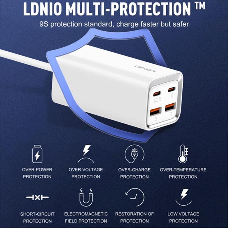 LDNIO A4610C PD65W Dual USB-C / Type-C + Dual USB Fast Charger, Cable Length: 1.5m, EU Plug·, A4610C (UK Plug), US Plug