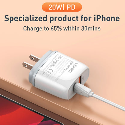 LDNIO Q229 QC3.0 / PD20W USB + Type-C Fast Charger with 1m Type-C to Type-C Cable, EU Plug, UK Plug, US Plug