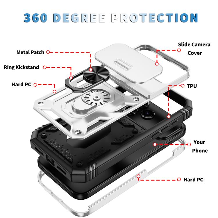 Sliding Camshield TPU + PC Phone Case with Holder, For iPhone 18 Pro / 17 Pro, For iPhone 18 Pro Max / 17 Pro Max, For iPhone 17e / 16e