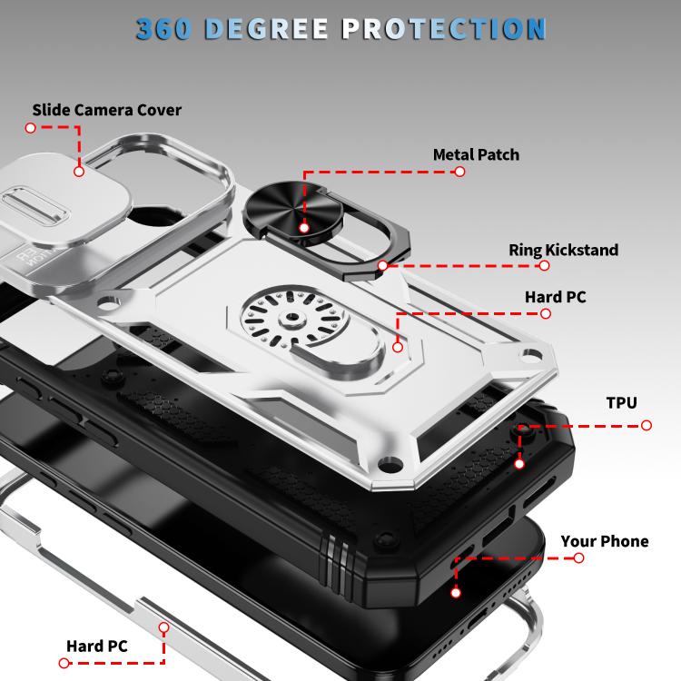 Sliding Camshield TPU + PC Phone Case with Holder, For iPhone 17, For iPhone Air, For iPhone 16 Pro Max