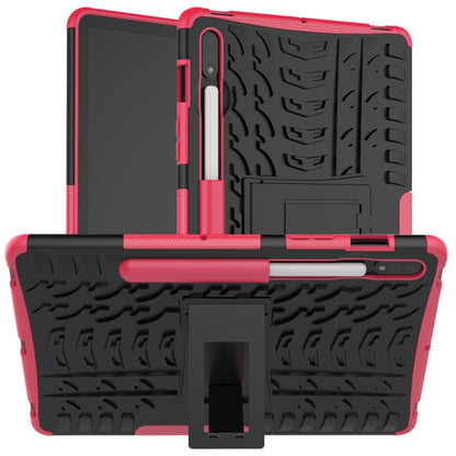 Tire Texture Shockproof TPU+PC Protective Case with Holder, For Samsung Galaxy Tab S8 / Galaxy Tab S7 T870 / T875