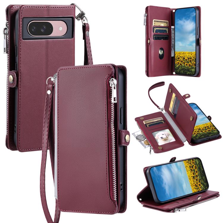 Leather Stitching Multi-card Slot Zipper Phone Case, For Google Pixel 10a, For Google Pixel 10 Pro XL, For Google Pixel 10 / 10 Pro, For Google Pixel 9a