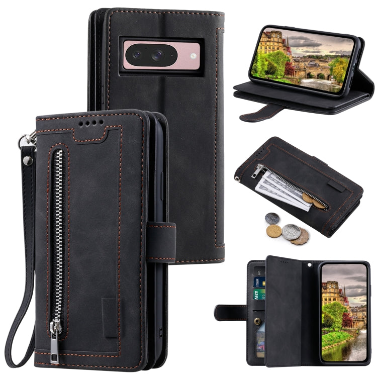 Nine Card Zipper Bag Leather Phone Case with Lanyard, For Google Pixel 10a, For Google Pixel 10 Pro XL, For Google Pixel 10 / 10 Pro, For Google Pixel 9a, For Google Pixel 9 Pro XL, For Google Pixel 9 / 9 Pro