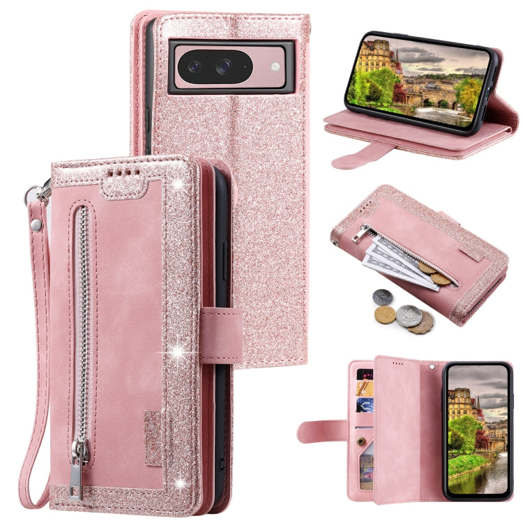 Nine Card Zipper Bag Leather Phone Case with Lanyard, For Google Pixel 10a, For Google Pixel 10 Pro XL, For Google Pixel 10 / 10 Pro, For Google Pixel 9a, For Google Pixel 9 Pro XL, For Google Pixel 9 / 9 Pro