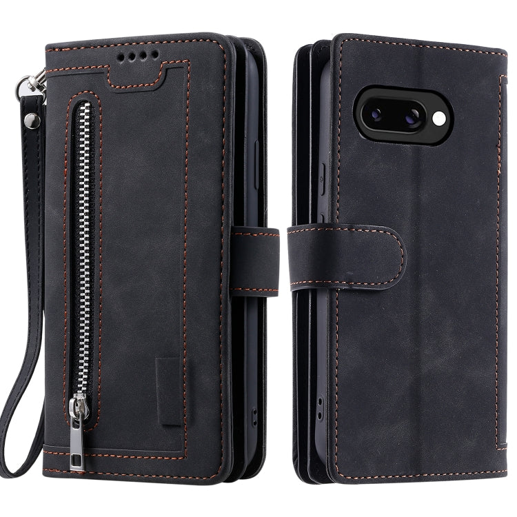 Nine Card Zipper Bag Leather Phone Case with Lanyard, For Google Pixel 10a, For Google Pixel 10 Pro XL, For Google Pixel 10 / 10 Pro, For Google Pixel 9a, For Google Pixel 9 Pro XL, For Google Pixel 9 / 9 Pro