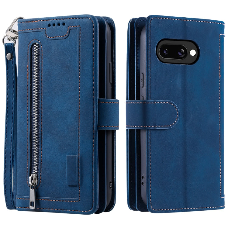 Nine Card Zipper Bag Leather Phone Case with Lanyard, For Google Pixel 10a, For Google Pixel 10 Pro XL, For Google Pixel 10 / 10 Pro, For Google Pixel 9a, For Google Pixel 9 Pro XL, For Google Pixel 9 / 9 Pro