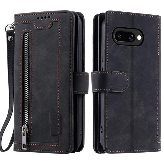 Nine Card Zipper Bag Leather Phone Case with Lanyard, For Google Pixel 10a, For Google Pixel 10 Pro XL, For Google Pixel 10 / 10 Pro, For Google Pixel 9a, For Google Pixel 9 Pro XL, For Google Pixel 9 / 9 Pro