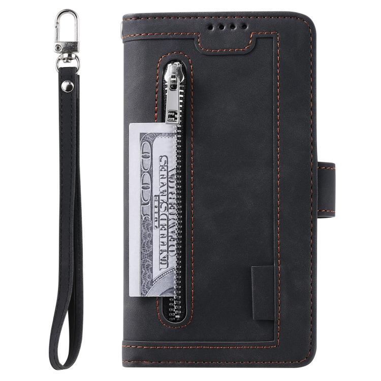 Nine Card Zipper Bag Leather Phone Case with Lanyard, For Google Pixel 10a, For Google Pixel 10 Pro XL, For Google Pixel 10 / 10 Pro, For Google Pixel 9a, For Google Pixel 9 Pro XL, For Google Pixel 9 / 9 Pro