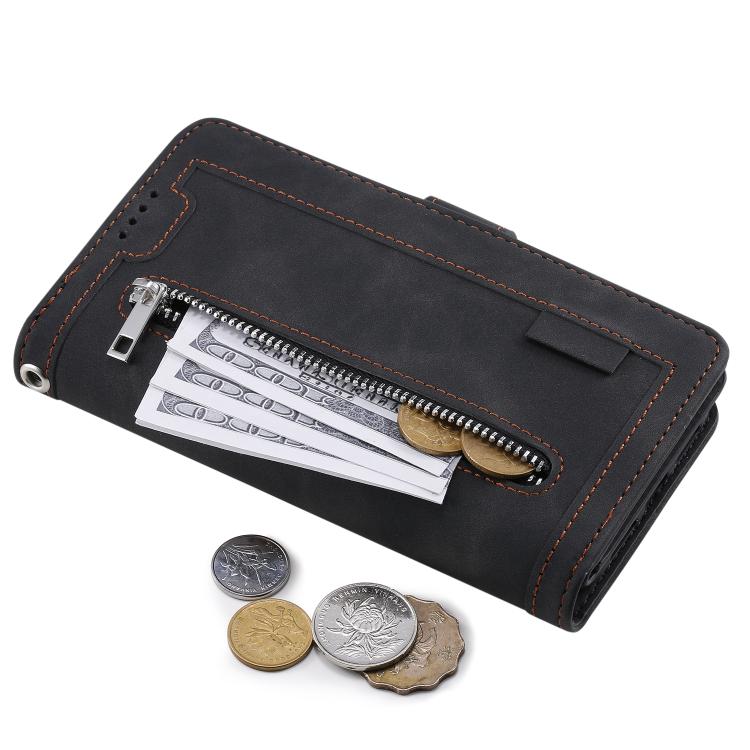 Nine Card Zipper Bag Leather Phone Case with Lanyard, For Google Pixel 10a, For Google Pixel 10 Pro XL, For Google Pixel 10 / 10 Pro, For Google Pixel 9a, For Google Pixel 9 Pro XL, For Google Pixel 9 / 9 Pro