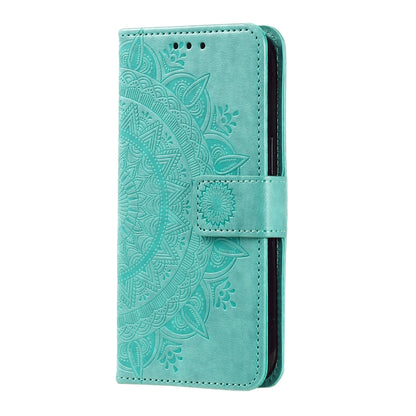 Totem Flower Embossed Leather Phone Case with Lanyard