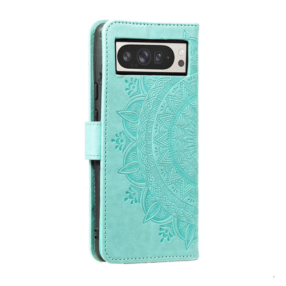 Totem Flower Embossed Leather Phone Case with Lanyard