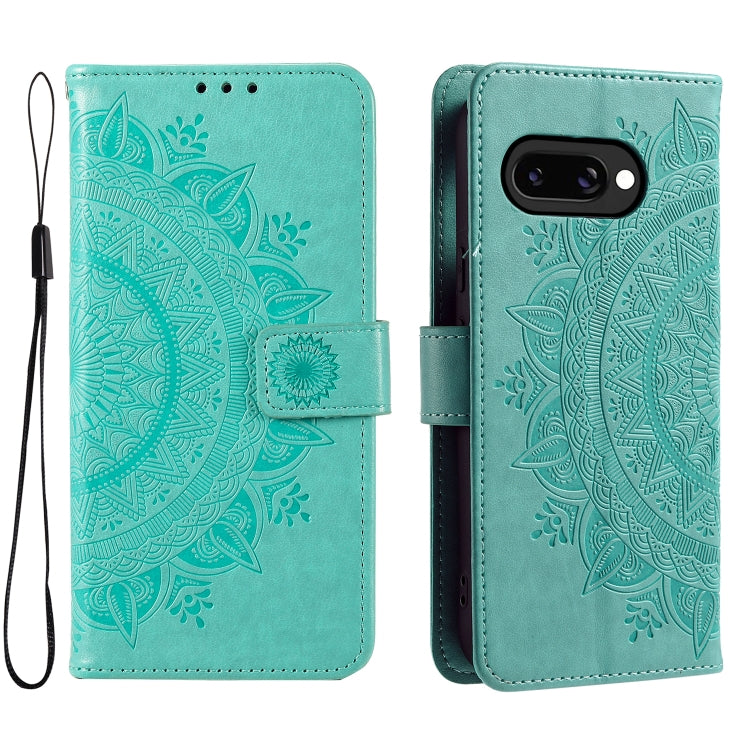 Totem Flower Embossed Leather Phone Case with Lanyard