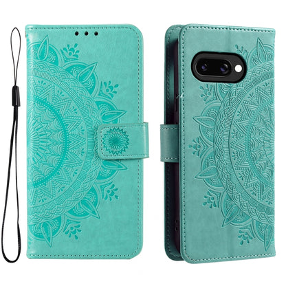 Totem Flower Embossed Leather Phone Case with Lanyard