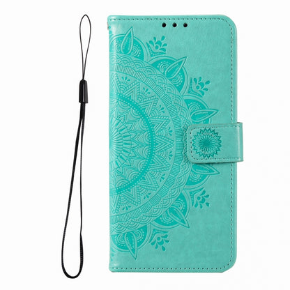 Totem Flower Embossed Leather Phone Case with Lanyard