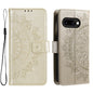 Totem Flower Embossed Leather Phone Case with Lanyard