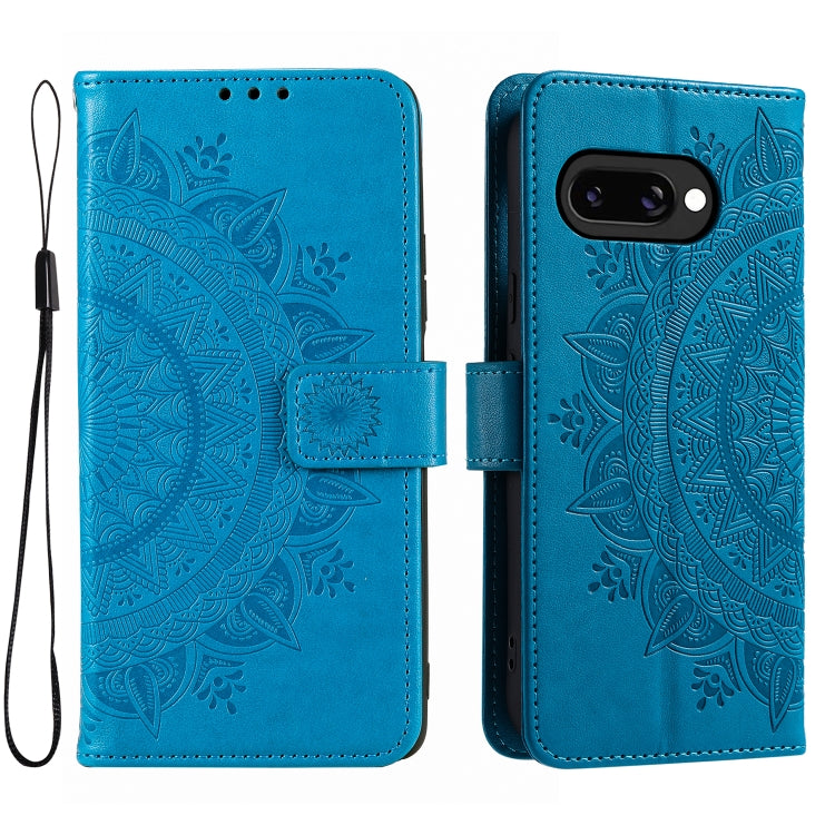 Totem Flower Embossed Leather Phone Case with Lanyard