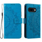 Totem Flower Embossed Leather Phone Case with Lanyard