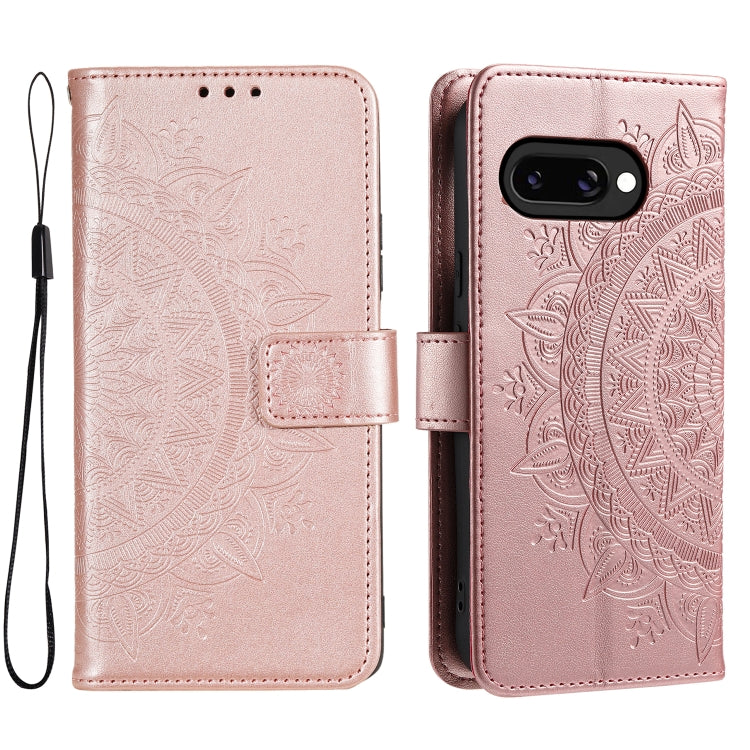 Totem Flower Embossed Leather Phone Case with Lanyard