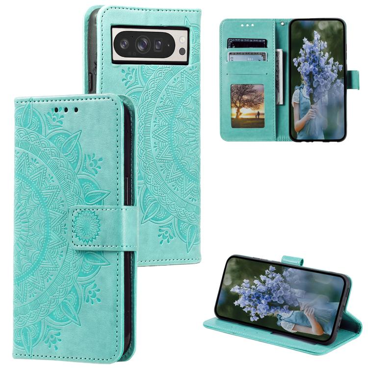 Totem Flower Embossed Leather Phone Case with Lanyard, For Google Pixel 10a, For Google Pixel 10 Pro XL, For Google Pixel 10 / 10 Pro