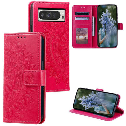 Totem Flower Embossed Leather Phone Case with Lanyard, For Google Pixel 10a, For Google Pixel 10 Pro XL, For Google Pixel 10 / 10 Pro