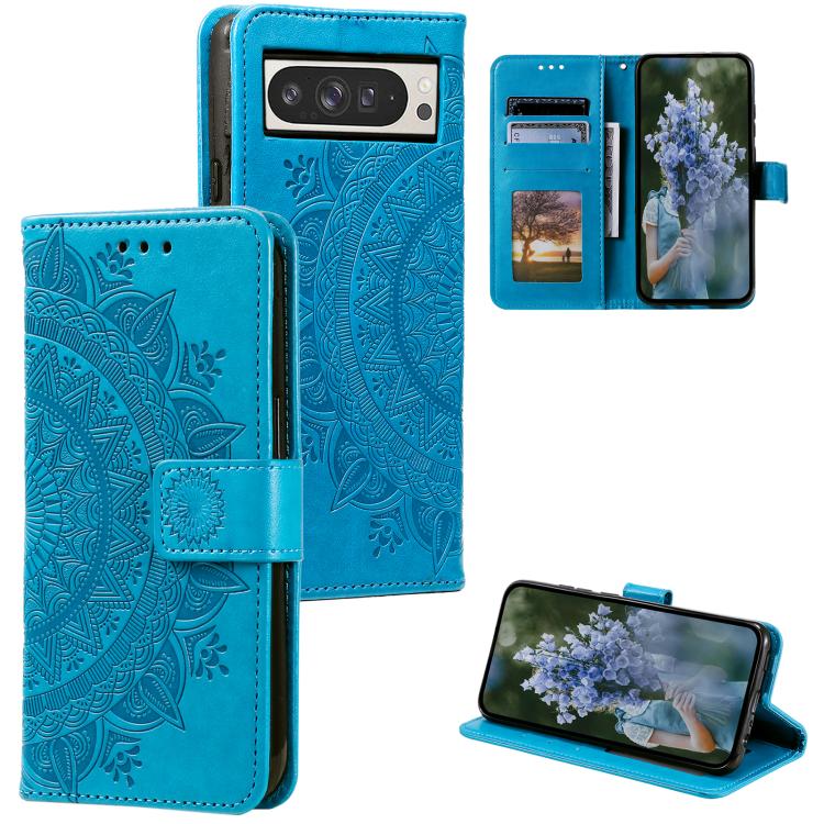 Totem Flower Embossed Leather Phone Case with Lanyard, For Google Pixel 10a, For Google Pixel 10 Pro XL, For Google Pixel 10 / 10 Pro