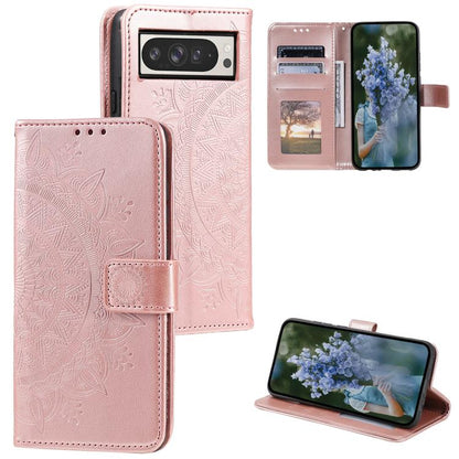 Totem Flower Embossed Leather Phone Case with Lanyard, For Google Pixel 10a, For Google Pixel 10 Pro XL, For Google Pixel 10 / 10 Pro