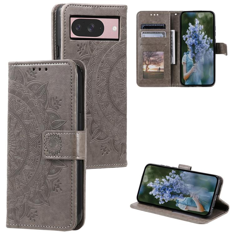 Totem Flower Embossed Leather Phone Case with Lanyard, For Google Pixel 10a, For Google Pixel 10 Pro XL, For Google Pixel 10 / 10 Pro