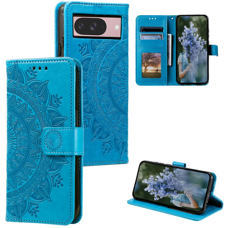 Totem Flower Embossed Leather Phone Case with Lanyard, For Google Pixel 10a, For Google Pixel 10 Pro XL, For Google Pixel 10 / 10 Pro