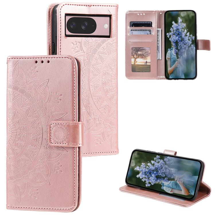 Totem Flower Embossed Leather Phone Case with Lanyard, For Google Pixel 10a, For Google Pixel 10 Pro XL, For Google Pixel 10 / 10 Pro