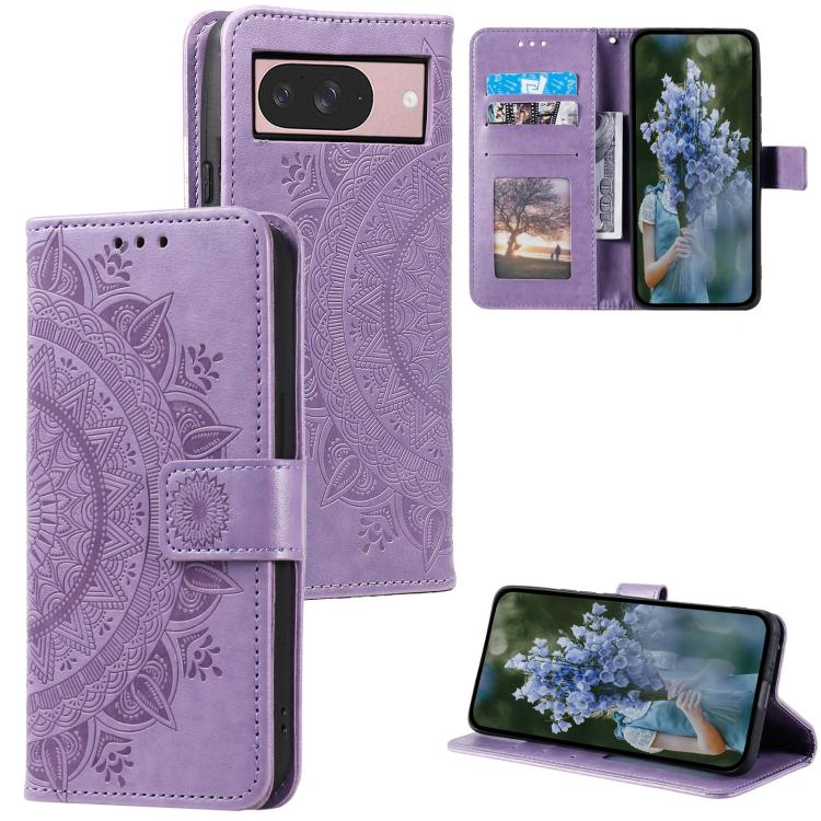 Totem Flower Embossed Leather Phone Case with Lanyard, For Google Pixel 10a, For Google Pixel 10 Pro XL, For Google Pixel 10 / 10 Pro