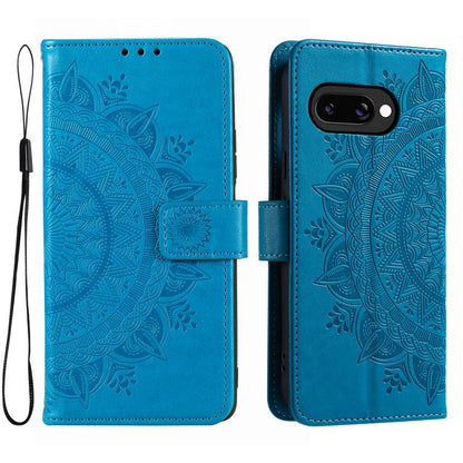 Totem Flower Embossed Leather Phone Case with Lanyard, For Google Pixel 10a, For Google Pixel 10 Pro XL, For Google Pixel 10 / 10 Pro