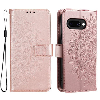 Totem Flower Embossed Leather Phone Case with Lanyard, For Google Pixel 10a, For Google Pixel 10 Pro XL, For Google Pixel 10 / 10 Pro