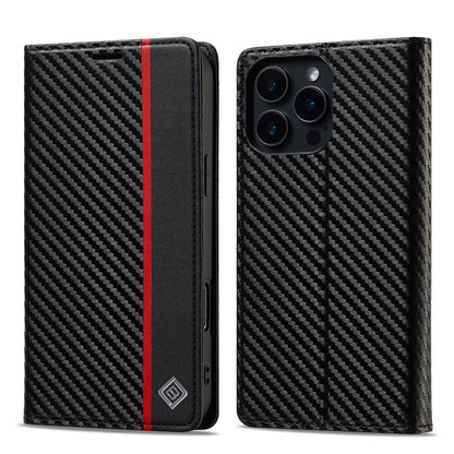 LC.IMEEKE Carbon Fiber Leather Phone Case, For iPhone 17e / 16e, For iPhone 17 Pro Max, For iPhone 17 Pro, For iPhone 17, For iPhone Air, For iPhone 16 Pro Max, For iPhone 16 Pro, For iPhone 16 Plus, For iPhone 16
