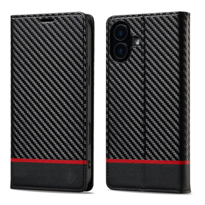 LC.IMEEKE Carbon Fiber Leather Phone Case, For iPhone 17e / 16e, For iPhone 17 Pro Max, For iPhone 17 Pro, For iPhone 17, For iPhone Air, For iPhone 16 Pro Max, For iPhone 16 Pro, For iPhone 16 Plus, For iPhone 16
