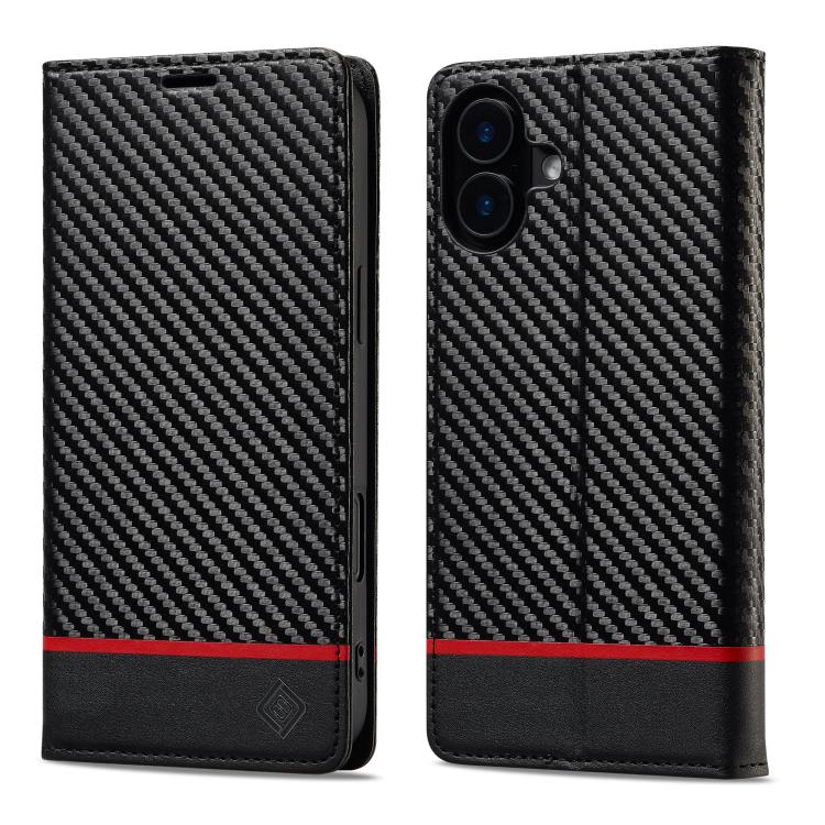 LC.IMEEKE Carbon Fiber Leather Phone Case, For iPhone 17e / 16e, For iPhone 17 Pro Max, For iPhone 17 Pro, For iPhone 17, For iPhone Air, For iPhone 16 Pro Max, For iPhone 16 Pro, For iPhone 16 Plus, For iPhone 16