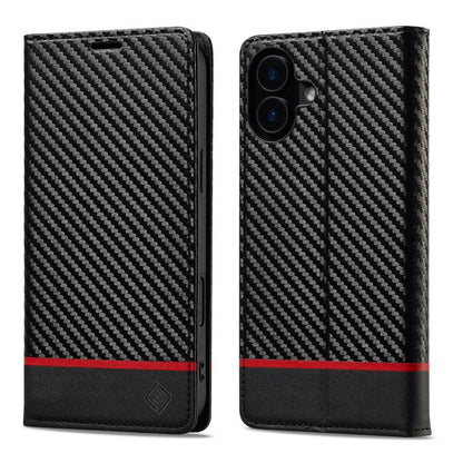 LC.IMEEKE Carbon Fiber Leather Phone Case, For iPhone 17e / 16e, For iPhone 17 Pro Max, For iPhone 17 Pro, For iPhone 17, For iPhone Air, For iPhone 16 Pro Max, For iPhone 16 Pro, For iPhone 16 Plus, For iPhone 16