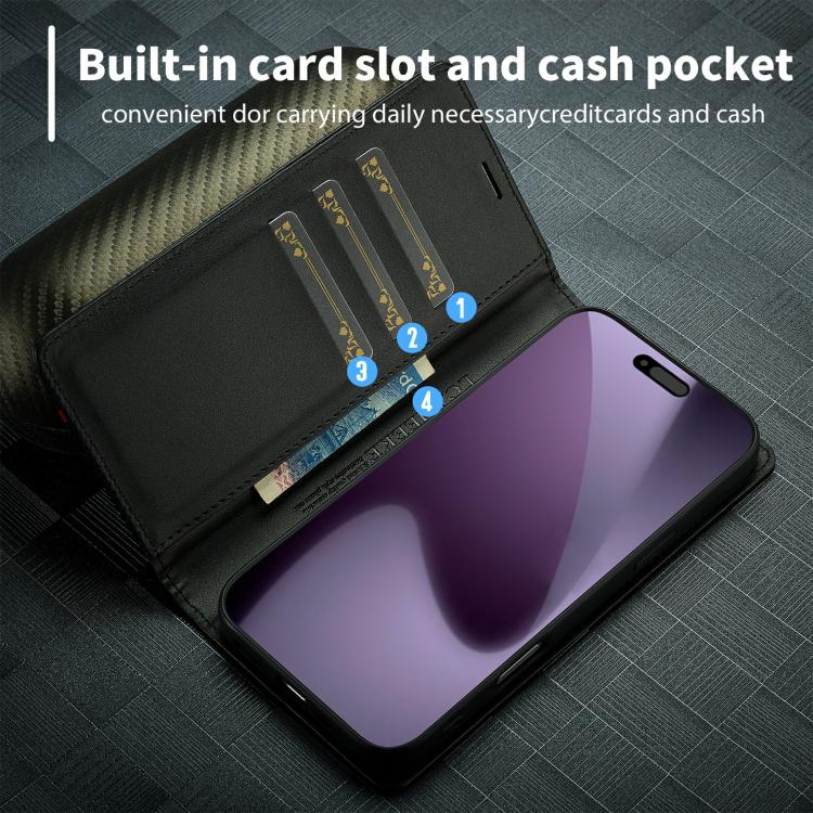 LC.IMEEKE Carbon Fiber Leather Phone Case, For iPhone 18 Pro / 17 Pro, For iPhone 18 Pro Max/17 Pro Max, For iPhone 17e / 16e, For iPhone 17, For iPhone Air, For iPhone 16 Pro Max, For iPhone 16 Pro, For iPhone 16 Plus, For iPhone 16