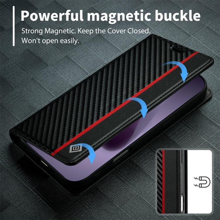 LC.IMEEKE Carbon Fiber Leather Phone Case, For iPhone 18 Pro / 17 Pro, For iPhone 18 Pro Max/17 Pro Max, For iPhone 17e / 16e, For iPhone 17, For iPhone Air, For iPhone 16 Pro Max, For iPhone 16 Pro, For iPhone 16 Plus, For iPhone 16