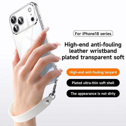 SULADA  Electroplated Clear TPU Soft Frame Phone Case with Wrist Strap, For iPhone 13 Pro Max, For iPhone 13 Pro, For iPhone 13