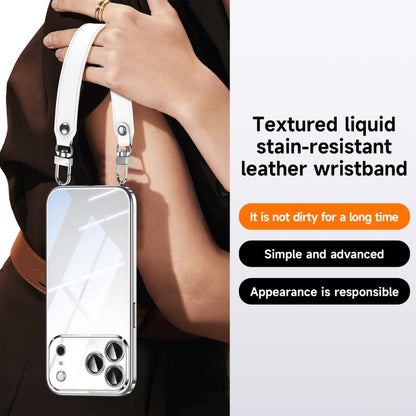 SULADA  Electroplated Clear TPU Soft Frame Phone Case with Wrist Strap, For iPhone 13 Pro Max, For iPhone 13 Pro, For iPhone 13