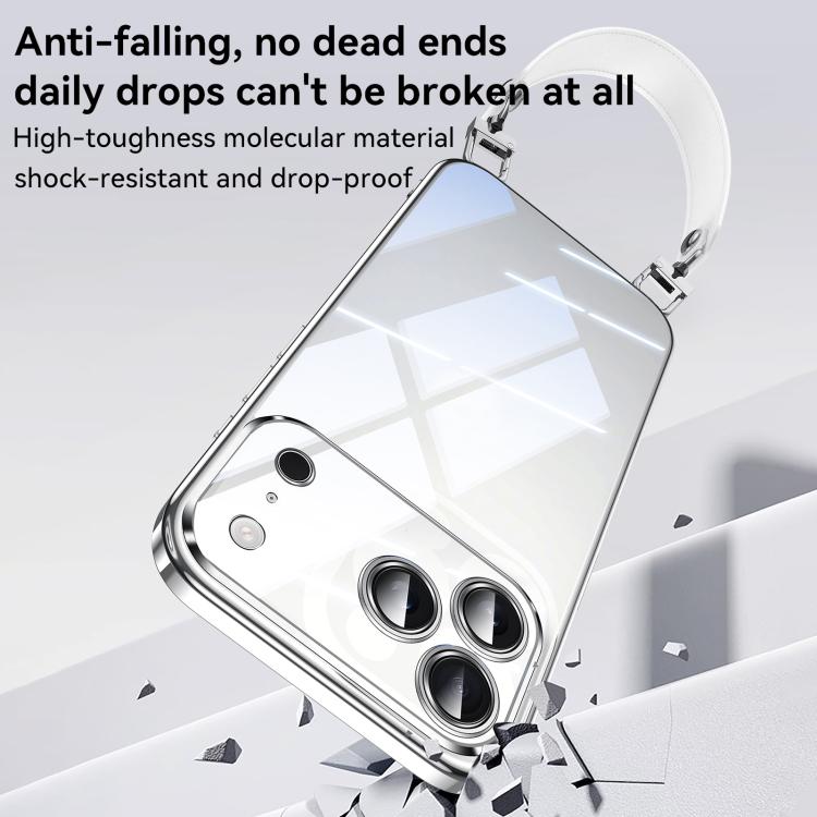SULADA  Electroplated Clear TPU Soft Frame Phone Case with Wrist Strap, For iPhone 13 Pro Max, For iPhone 13 Pro, For iPhone 13