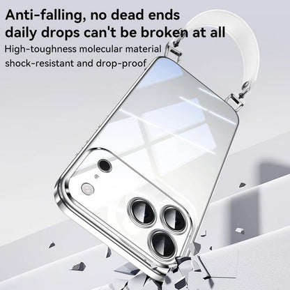 SULADA  Electroplated Clear TPU Soft Frame Phone Case with Wrist Strap, For iPhone 13 Pro Max, For iPhone 13 Pro, For iPhone 13