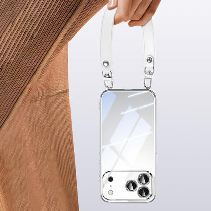 SULADA  Electroplated Clear TPU Soft Frame Phone Case with Wrist Strap, For iPhone 13 Pro Max, For iPhone 13 Pro, For iPhone 13