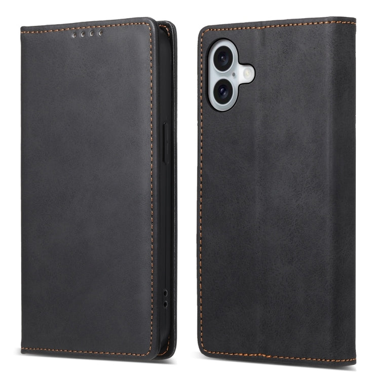 Business Solid Color Magnetic RFID Leather Phone Case, For iPhone Air, For iPhone 16 Pro Max, For iPhone 16 Pro, For iPhone 16 Plus