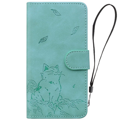 Cute Cat Embossed Leather Phone Case