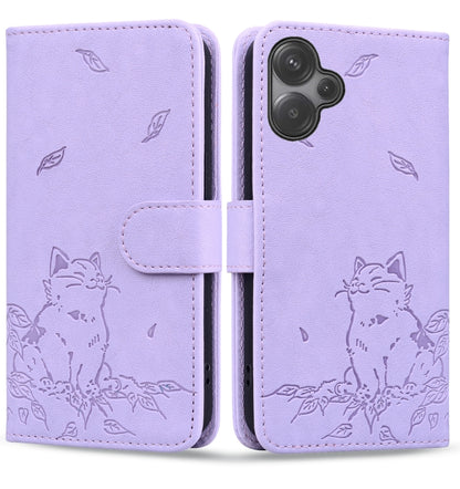 Cute Cat Embossed Leather Phone Case