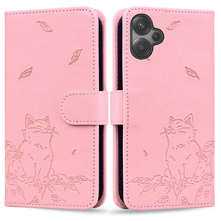 Cute Cat Embossed Leather Phone Case